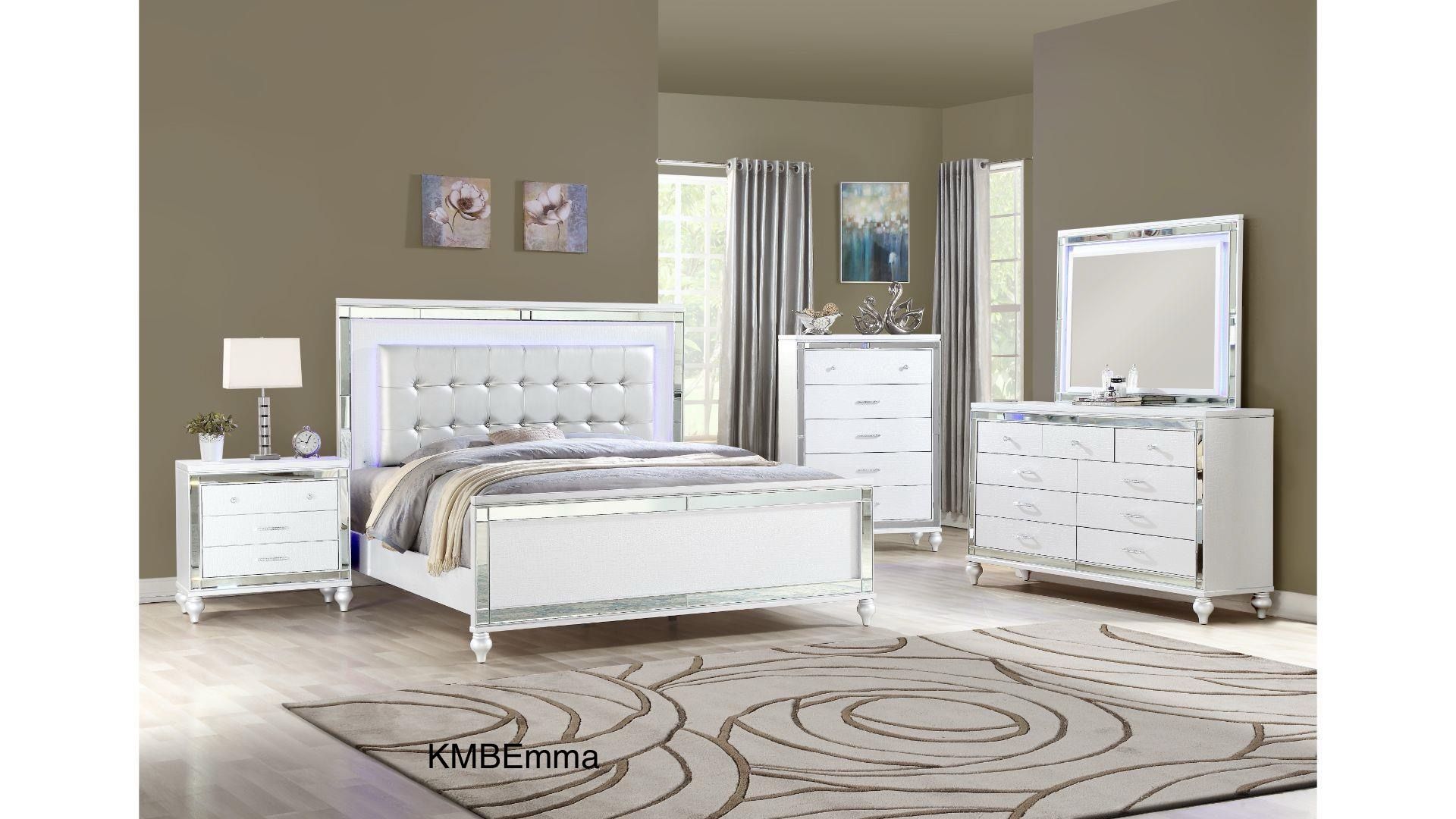 New LED Queen White Bedroom 4 Pc Set K Furniture And More Lehigh 