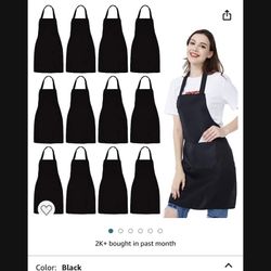 Set of 12 Black Aprons—LIKE NEW