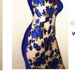 Blue Long sleeve very elegant dress 