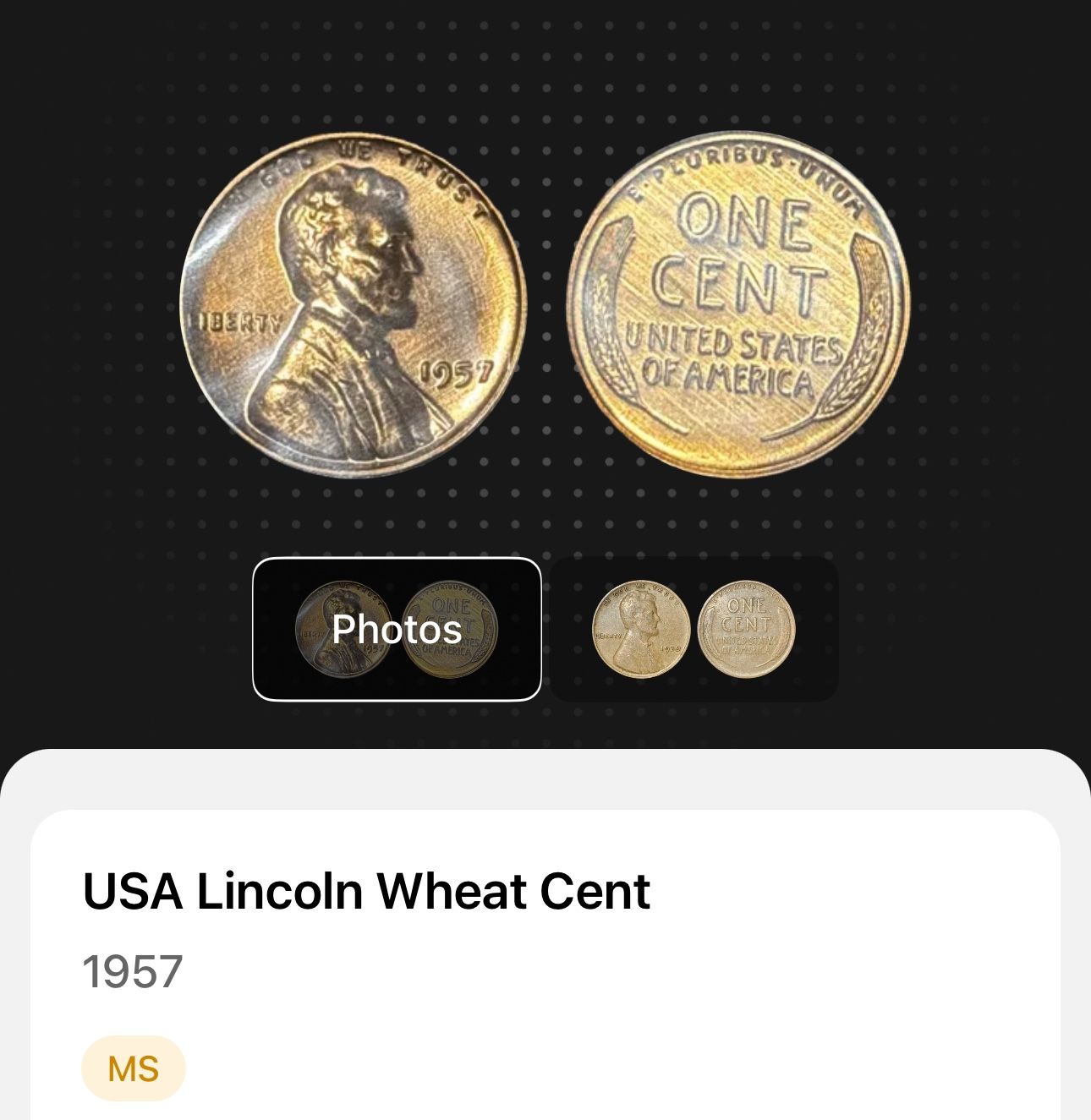 MS 1957 - USA Lincoln Wheat Penny