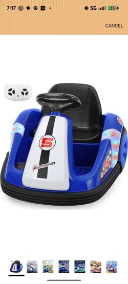 ELEMARA 12V Kids Bumper Car with Big Wheel, 2.2 Mph Max, Toddler Bumper Cars with Remote, Baby Bumping Toy Car with DIY Stickers,360 Degree-Spin, Musi