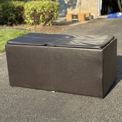 Black Faux-Leather Storage Ottoman / Bench