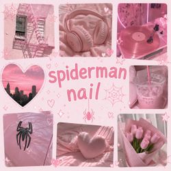 Blush spider girl Press-On Nails