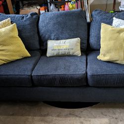 Bob's Discount Blue Couch 3 -Seater With Cushions **See Description**
