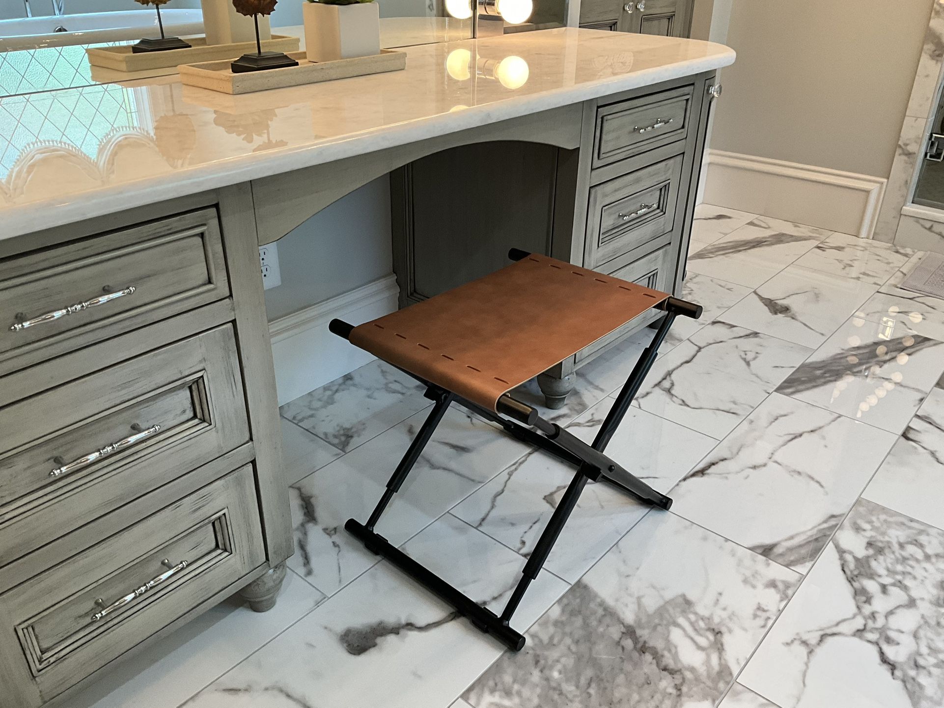 Leather Sling Stool/Ottoman