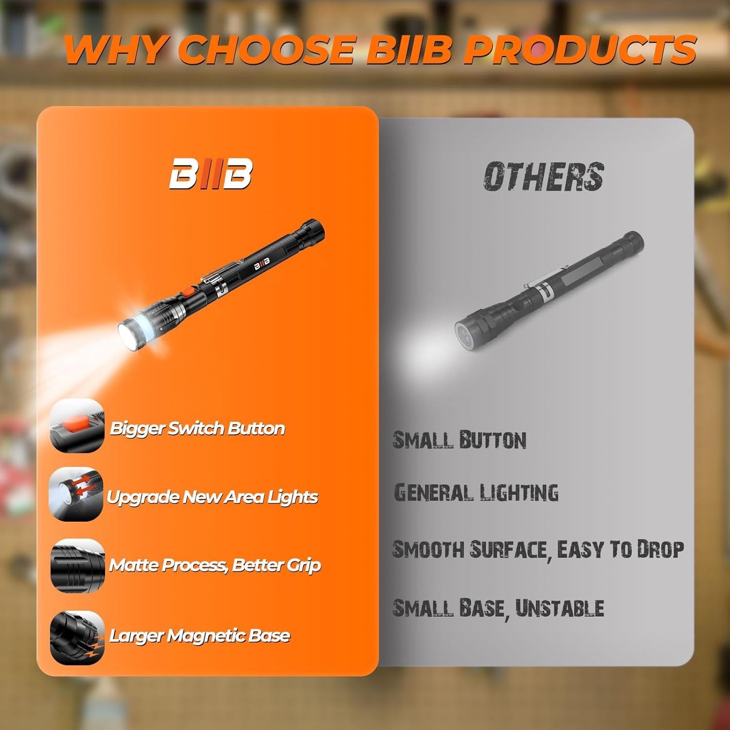 Brand New BIIB Stocking Stuffers for Adults Men, Telescoping Magnetic Pickup Tools Mens Gifts for Christmas, Gifts for Men Dad, Husband, Him, Grandpa,