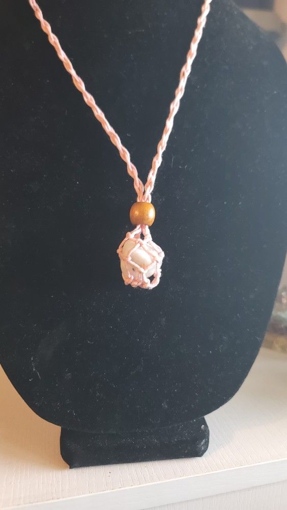 Handmade macrame rainbow moonstone crystal pendant necklace