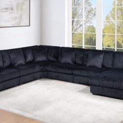 6-Piece Modular Set black jumbo corduroy (P) $1099 FREE LOCAL DELIVERY   