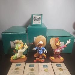 Disney WDCC The Three Caballeros Donald Panchito Jose COA BOX Amigo Amigos