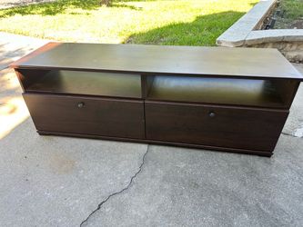 Dark Brown Wood TV Stand with Storage