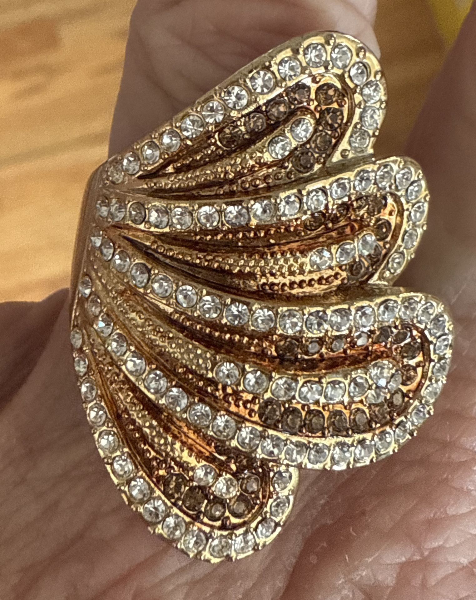 Gold and Rhinestone Statement Ring
