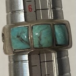 Vintage Sterling Silver Ring Turquoise Size 6 1/2