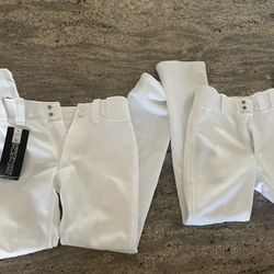 Mizuno Youth Small Hemmed Bottom Full Length White Baseball Pants (2)