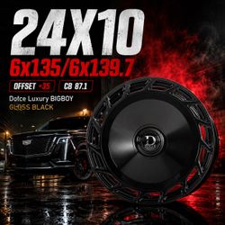 🔥 24X10 DOLCE BIGBOY Gloss Black Wheels 🔥