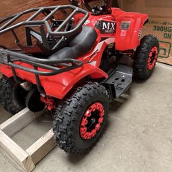 Gas Powered ATV 49cc 4-Wheeler - 15 MPH Off-Road Quad Bike with Adjustable Speed Limiter, Hydraulic Disc Brakes & Safety Gear Included - Beginner Trai