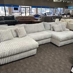 Big Light Grey Sectional Oversized Couch