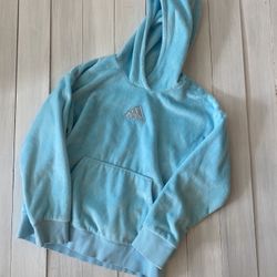 Adidas Originals Girls Sz M 10/12 Velour Activewear Hoodie Pullover Blue