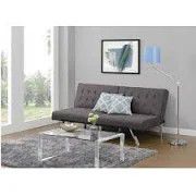 Beautiful Gray futon sofa 3 position back Chrome legs $259