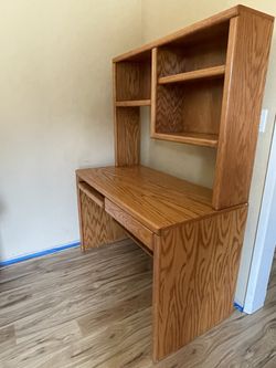 Solid Desk With Shelf On Top