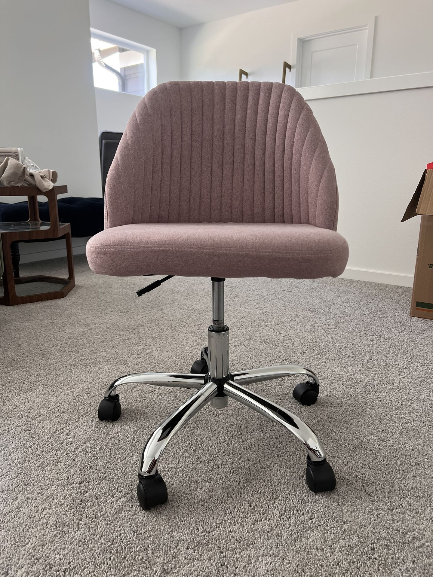 Rose Pink Rolling Office/Vanity Chair