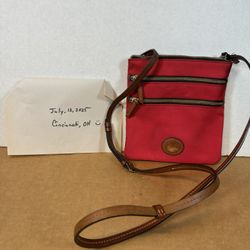 Dooney Bourke Red Nylon Domed Small Crossbody Shoulder Bag