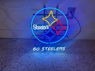 Pittsburgh Steelers Go Steelers Man Cave Neon Sign Light Real Glass 20’’ X 16’’