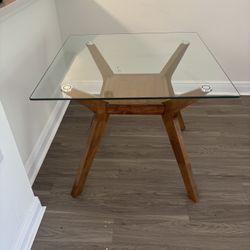 Dinette Table- Square Glass On Modern Base