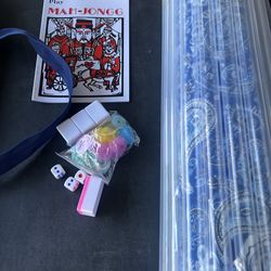 American Mahjong Set 166 Tiles 4 All-in-One Rack / Pushers with Blue Bag Full Size