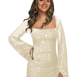 Petyoo Sequin Long Sleeve Dress