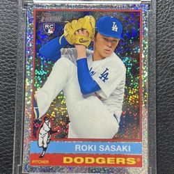 2025 Roki Sasaki Topps Heritage “Silver Sparkle Refractor” Rookie Card. Los Angeles Dodgers 
