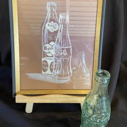 Antique Coke Bottle And Art Work 