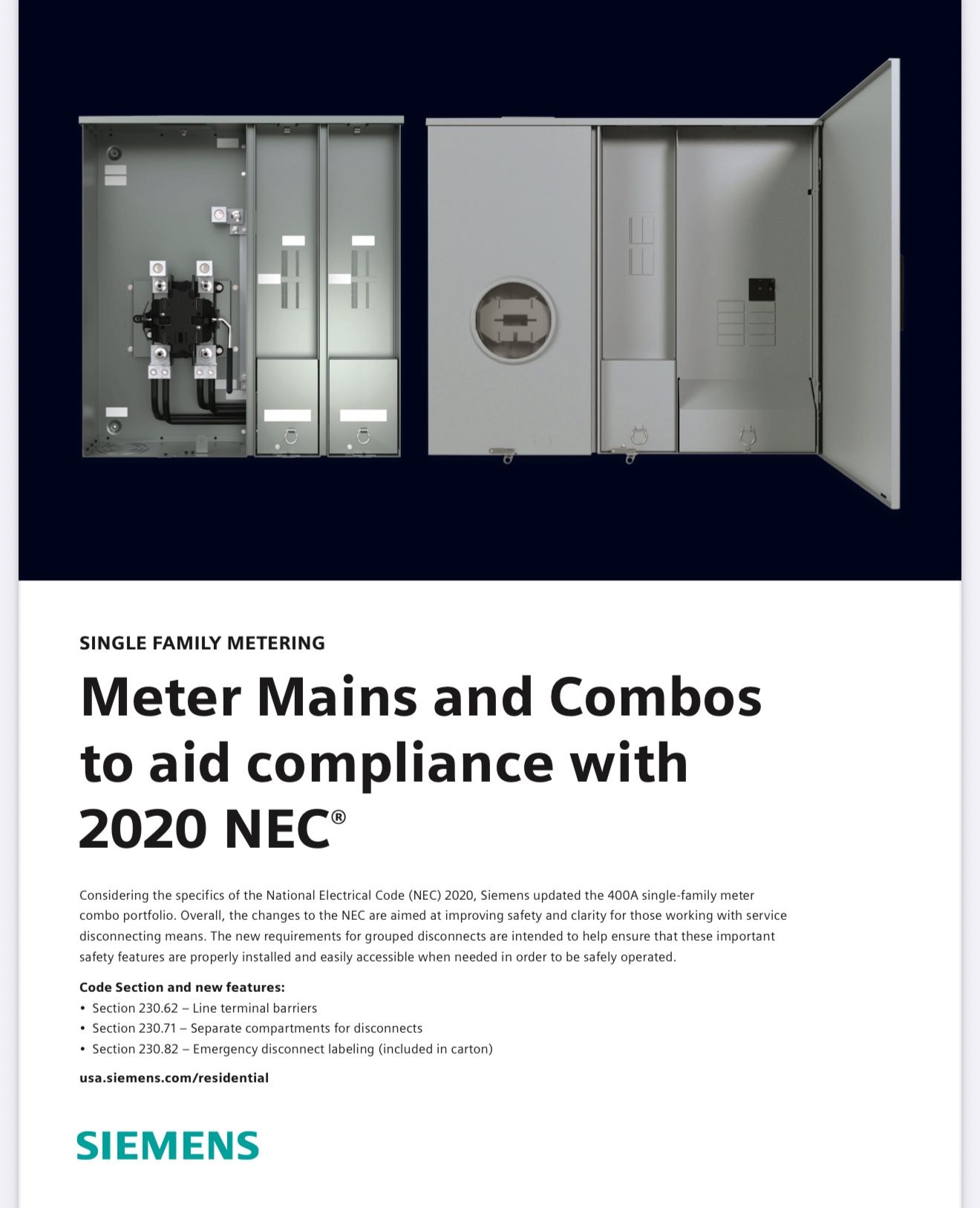 Siemens All Combo Mains & Meters In Stock