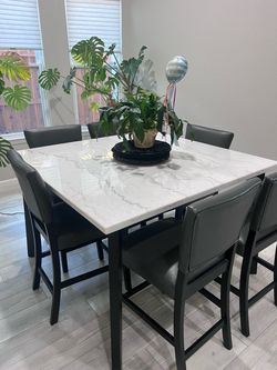 Counter Height Dining Table Set with 6 Chairs