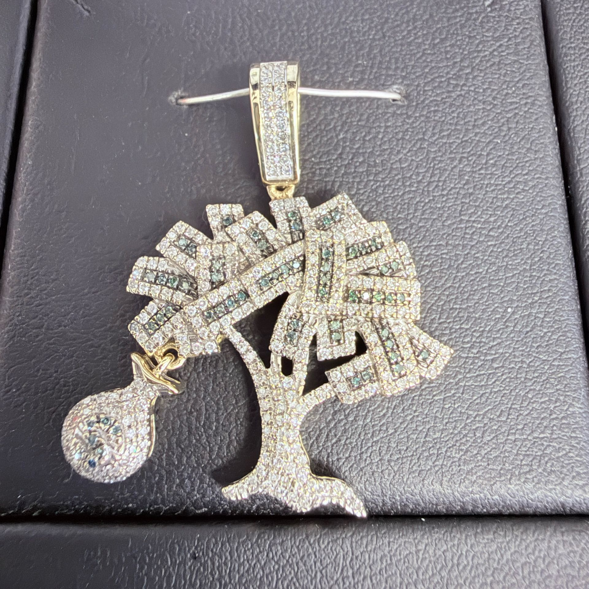 14K Gold & Diamonds Money Bag Tree Pendant
