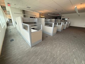 Haworth Compose Glass Loaded Various Sizes L Shape Stations 65" Tall