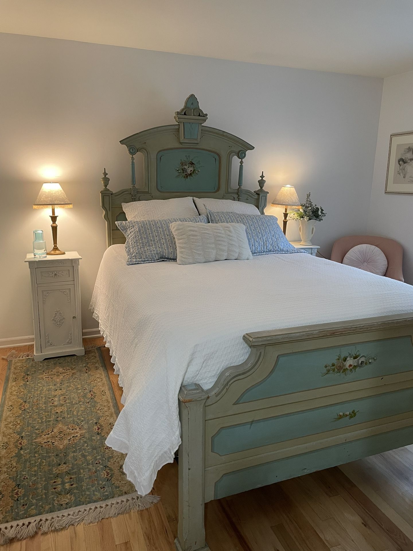Antique Victorian Bed Original Cottage Painted With Roses