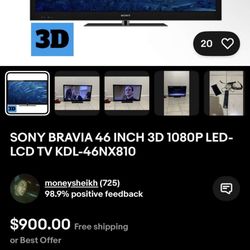 sony brava 46 inch tv 1080p 