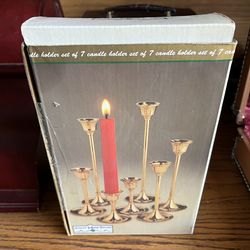 Vintage Brass Candle Holder Set (7 Pieces) – Mid Century Style Decor