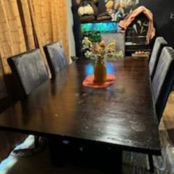 Wooden Dining Room 6 Chairs DIMENSIONS 84" Long  30" Tall 46" Wide The Table Have Another Part 20" Make The Table Bigger 