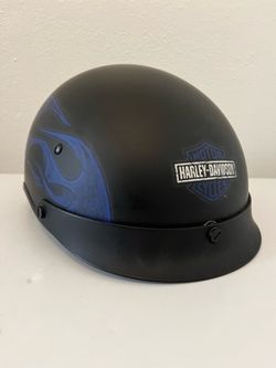 Harley Davidson Size XL Large Matte Black With Blue Flames Design