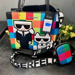 New; Karl Lagerfeild Paris Maybelle Multi Satchel 