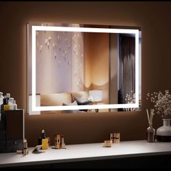 38x26 LED Bathroom Mirror with Lights, Anti-Fog, Front + Backlight, 3-Button Light Control, Dimmable
