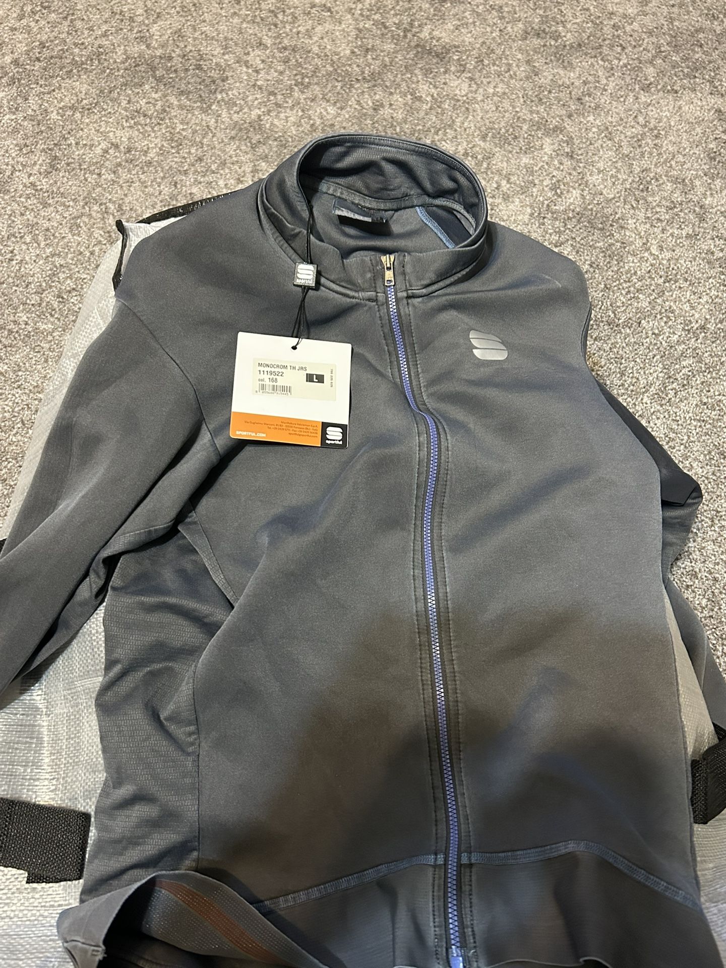 Sportful Grey Monochrome Thermal Long Sleeve Jersey Size Large NWT