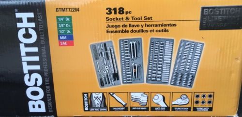 Bostitch 318-Piece Socket/Wrench Set (1/4, 3/8, 1/2)