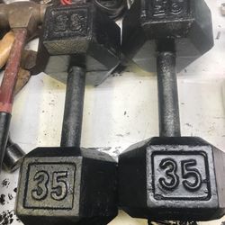 Dumbbells Pairs 35,30, Single 25 All 175 Lb $175. Cash. Single 25 Lb Olympic Plate $15
