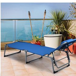 Blue Adjustable Foldable Metal Outdoor Lounge Chair