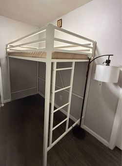 SHA CERLIN Twin Loft Bed – White Metal – Great Condition