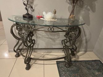Glass claw foot door entryway table