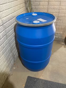 Blue Plastic 55-Gallon Drum Barrel