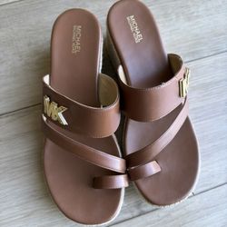 Michael Kors Sidney Espadrille Wedge Sandal Tan Brown - Size US 8.5